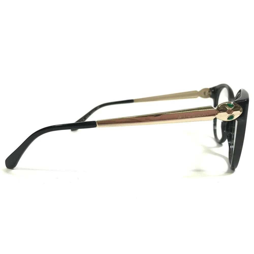 Bvlgari Eyeglasses Frames 4142-K-B 5412 Black Clear Snake Gold Plated 51-17-140